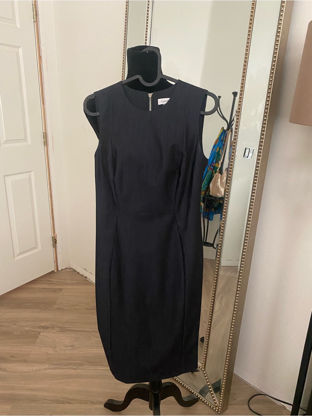 Calvin Klein Charcoal Gray Sleeveless Sheath Dress